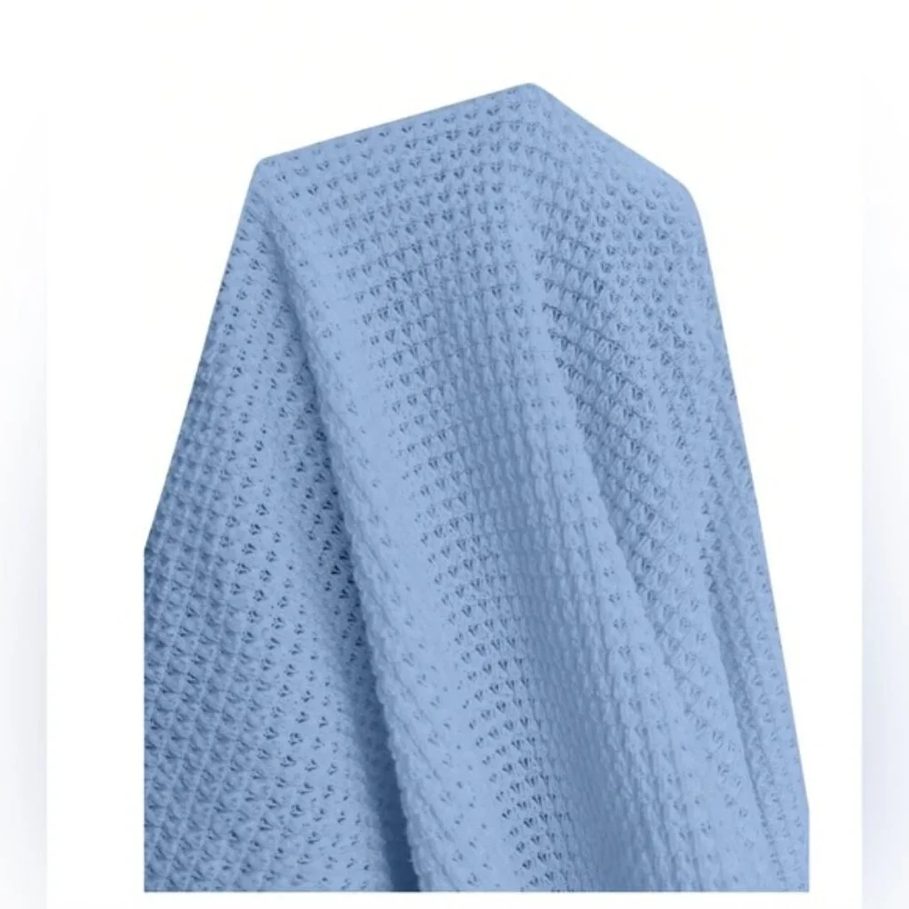 Swiss Dot Lantern Sleeve Mock Neck Top Light Blue